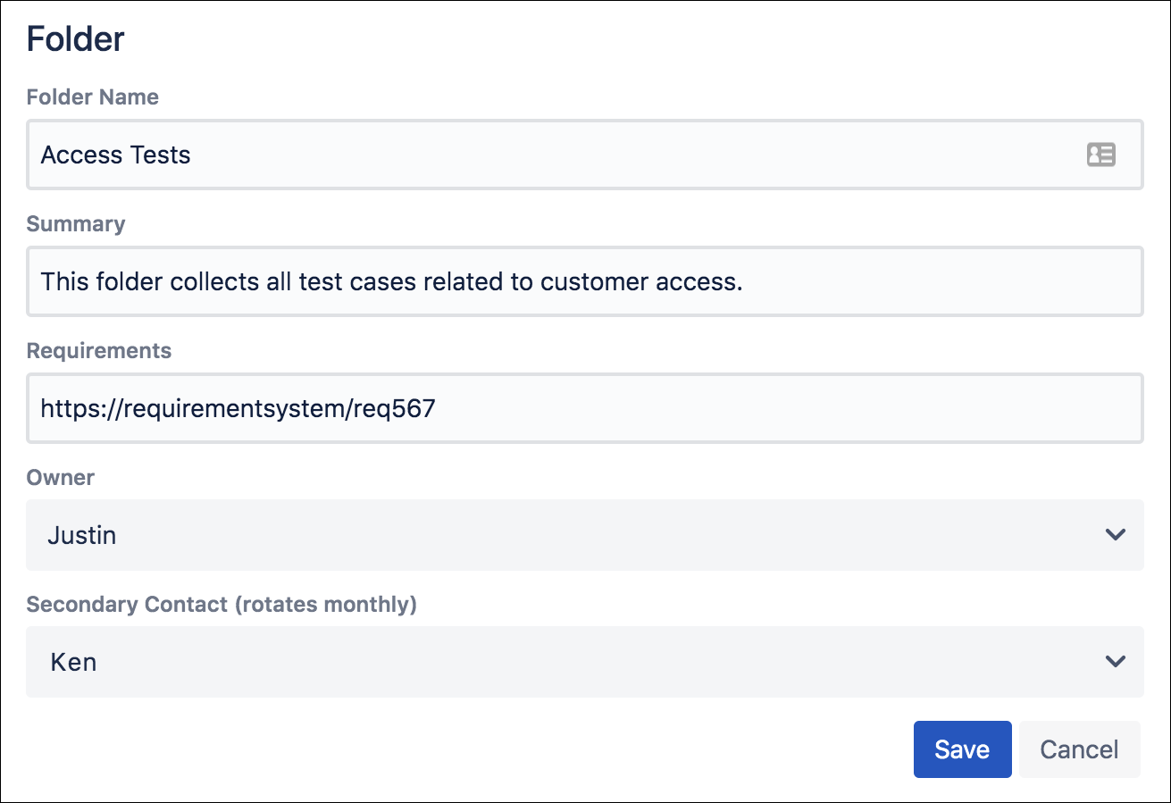 The custom folder fields The custom folder fields