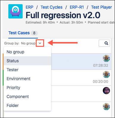Test case grouping Test case grouping