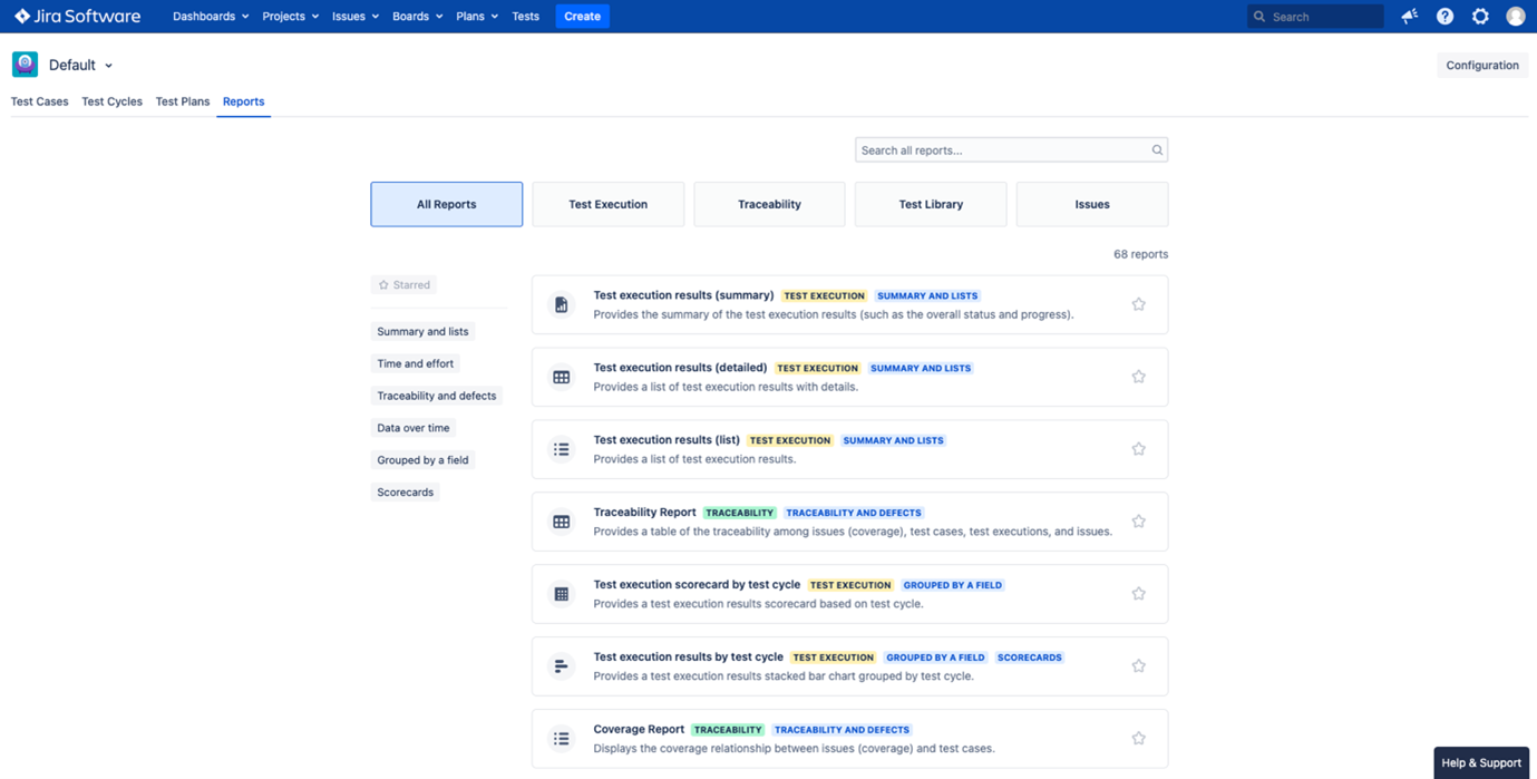 Page for reports selecting Page for reports selecting