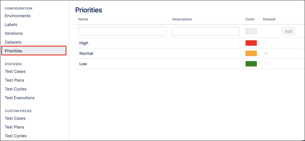The 'Priorities' screen The 'Priorities' screen