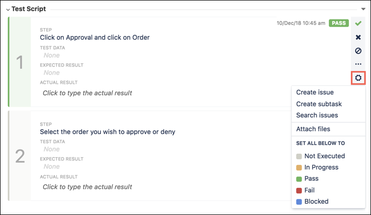 Adding an issue to a test step Adding an issue to a test step
