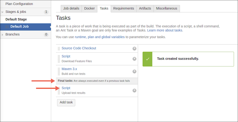 The Final Tasks section The Final Tasks section