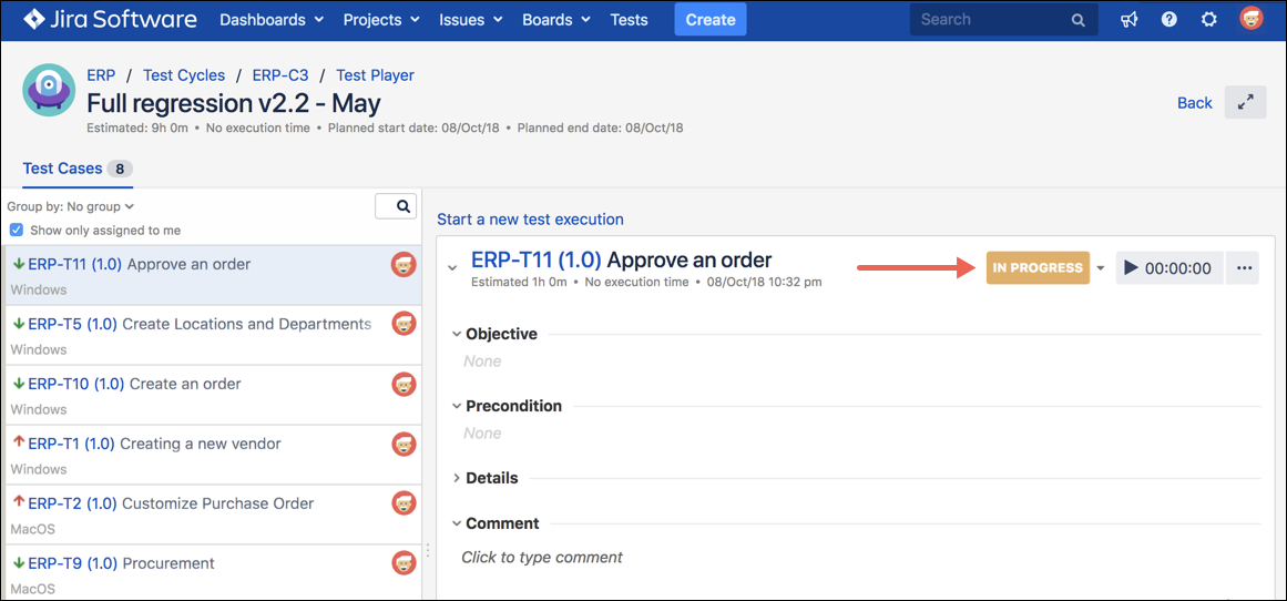 Test script steps Test script steps