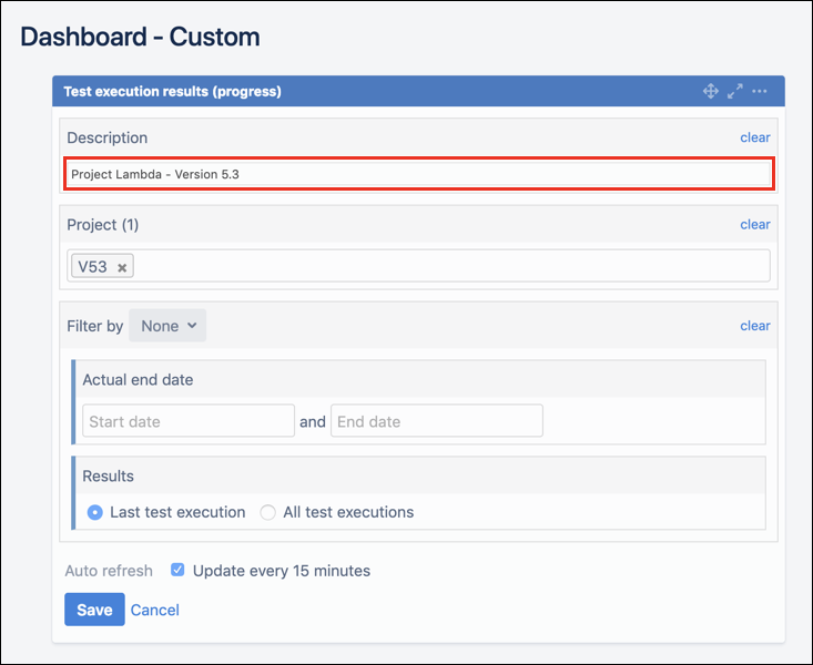 The Jira dashboard The Jira dashboard