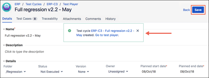 Created test cycle Created test cycle
